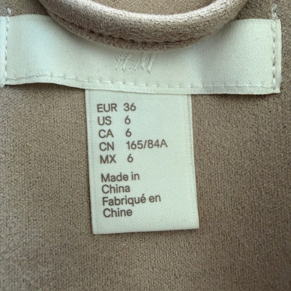 H&M Blush Pink Faux Suede Belted Jacket Coat Sz 6 - Picture 13 of 14